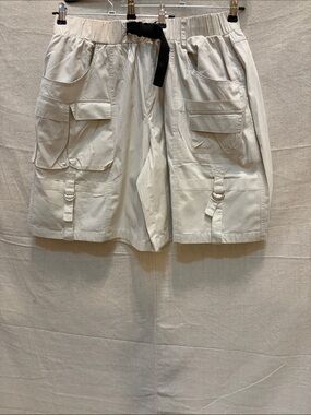 Angel Kiss Cream Cargo Shorts with Black Drawstring
